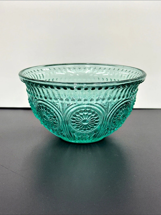 The Pioneer Woman Other - Pioneer Woman Teal Green Glass Clear Berry Bowl 13 Oz Adeline design 5"